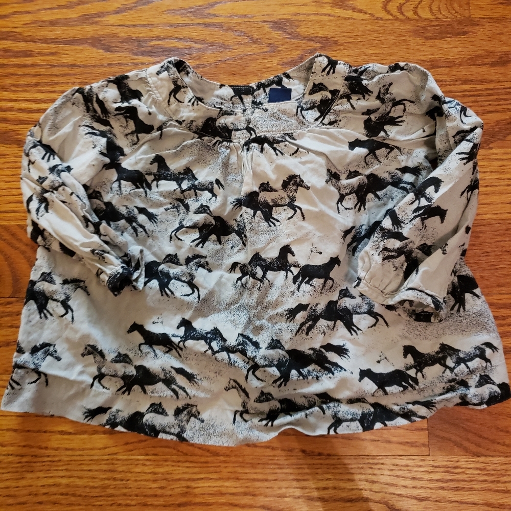 HTF Baby Gap Horse Print Blouse